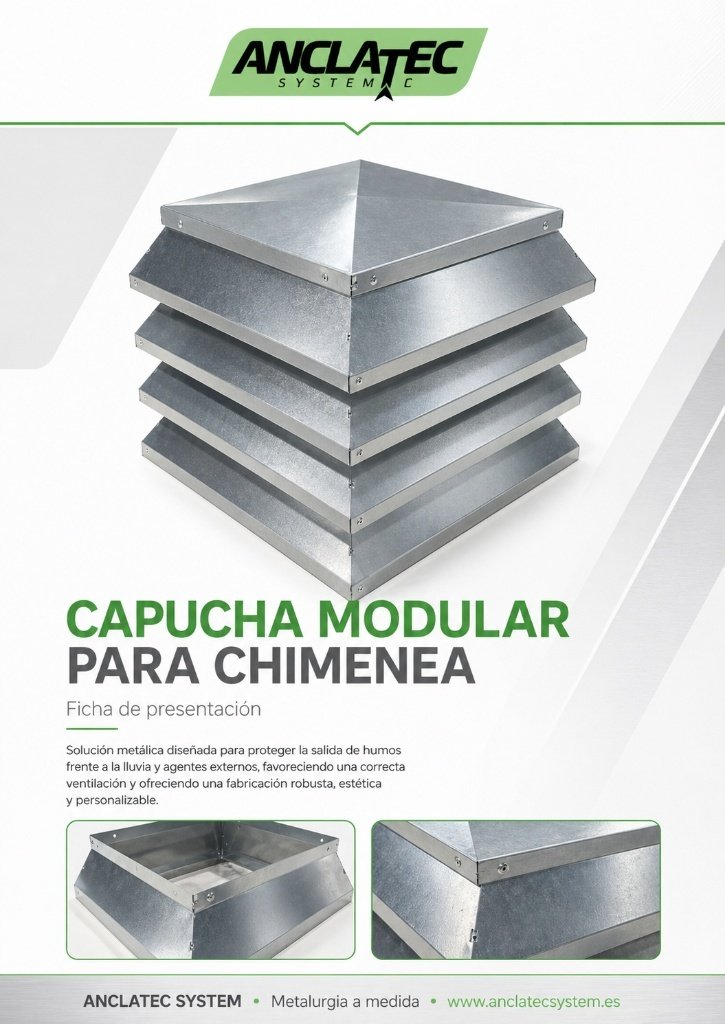 Capucha modular para chimenea — Anclatec System